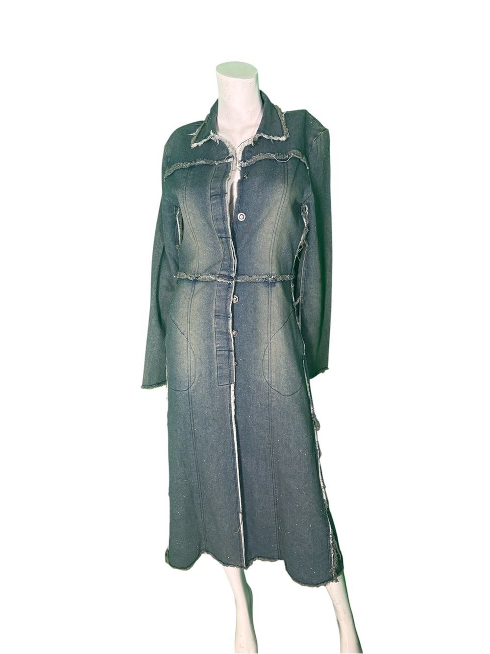 Vintage Y2K Younique denim trench jean jacket coat size Medium